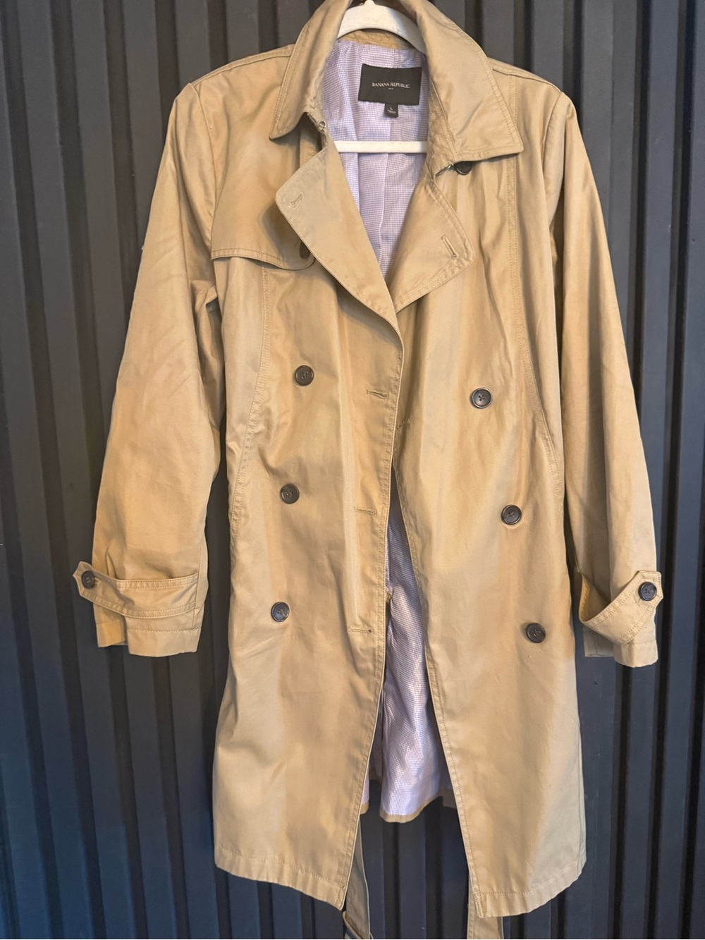 Banana Republic Khaki Double-Breasted Trench Coat